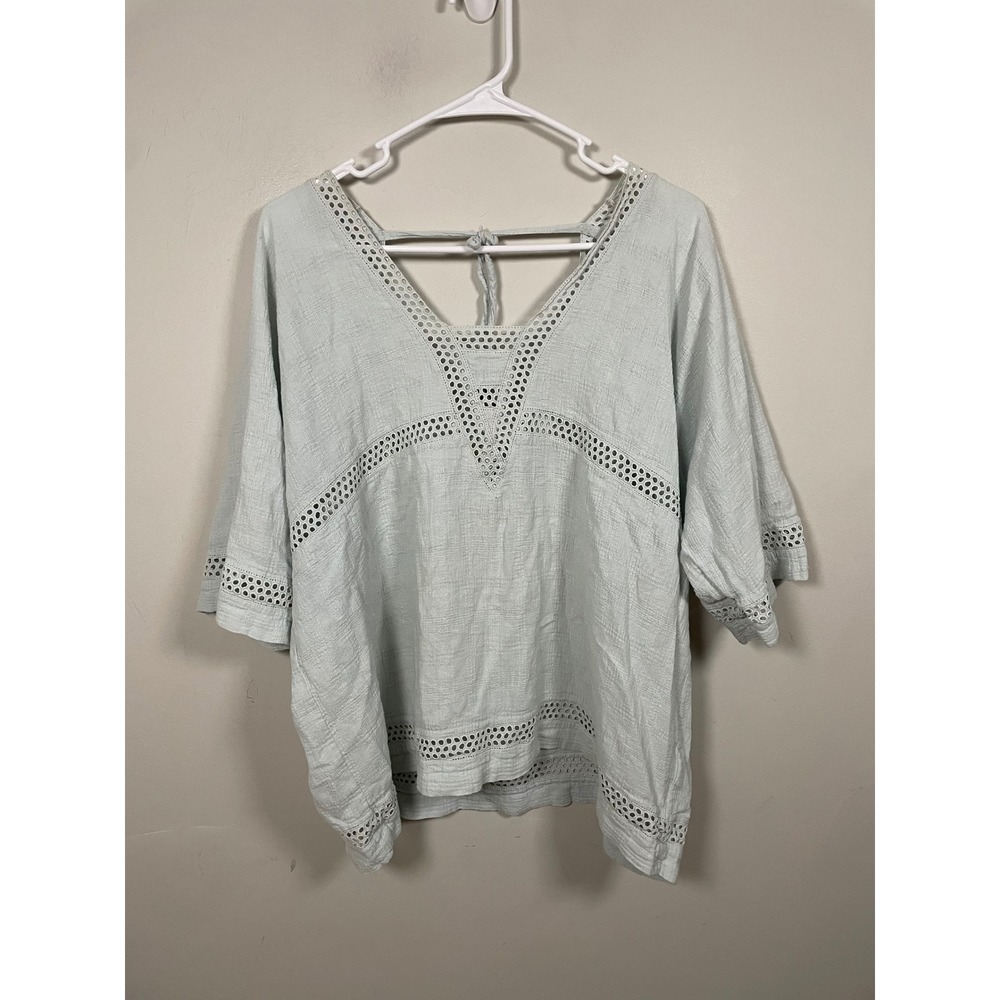 Wrap London Lightweight Linen Cotton Eyelet Top Size 12 Coastal Boho Beach